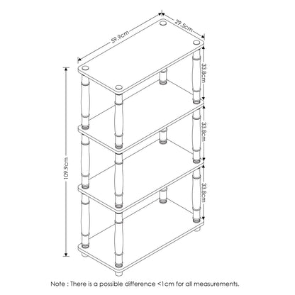 Furinno Turn-N-Tube 4-Tier Multipurpose Shelf Display Rack, Classic Tubes, Black/Grey
