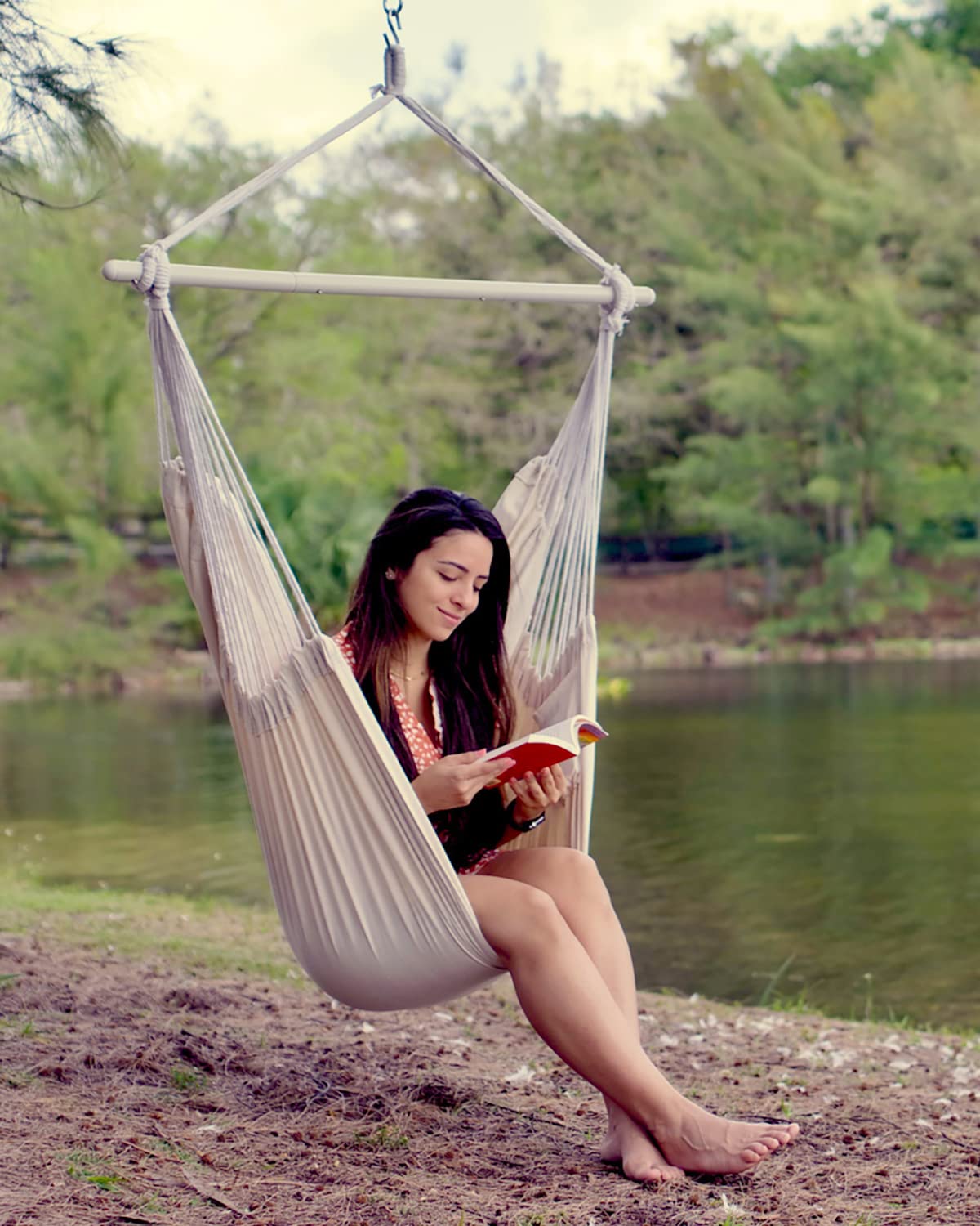 Lulladle Hammock Chair Hanging Rope Swing - Hammock Chair Bedrooms - Swing Chair Indoor - Hanging Chair Outdoor - Max Weight 500 Lbs