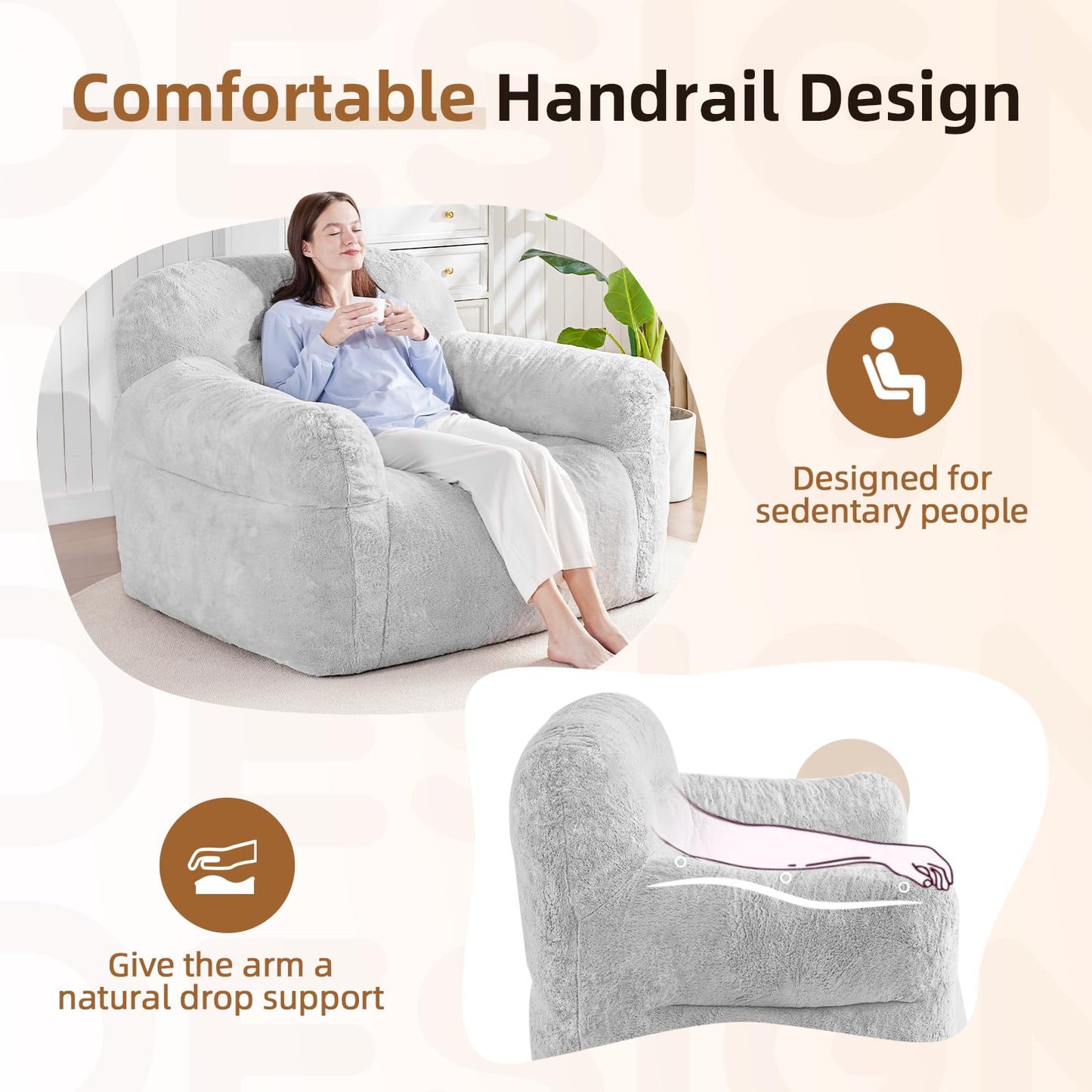 Giant Bean Bag Chair for Adults - Comfy Sofa