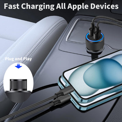 4.8A Dual USB Car Charger with 2 Pack Cable