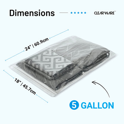 12 Large Zipper Storage Bags - 5 Gallon Clear