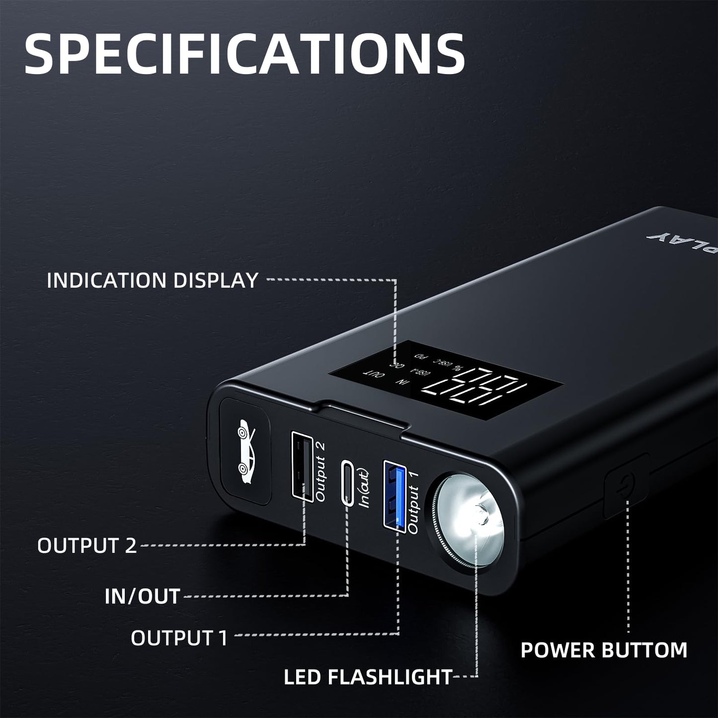 IDEAPLAY 1500A Portable Car Battery Jump Starter