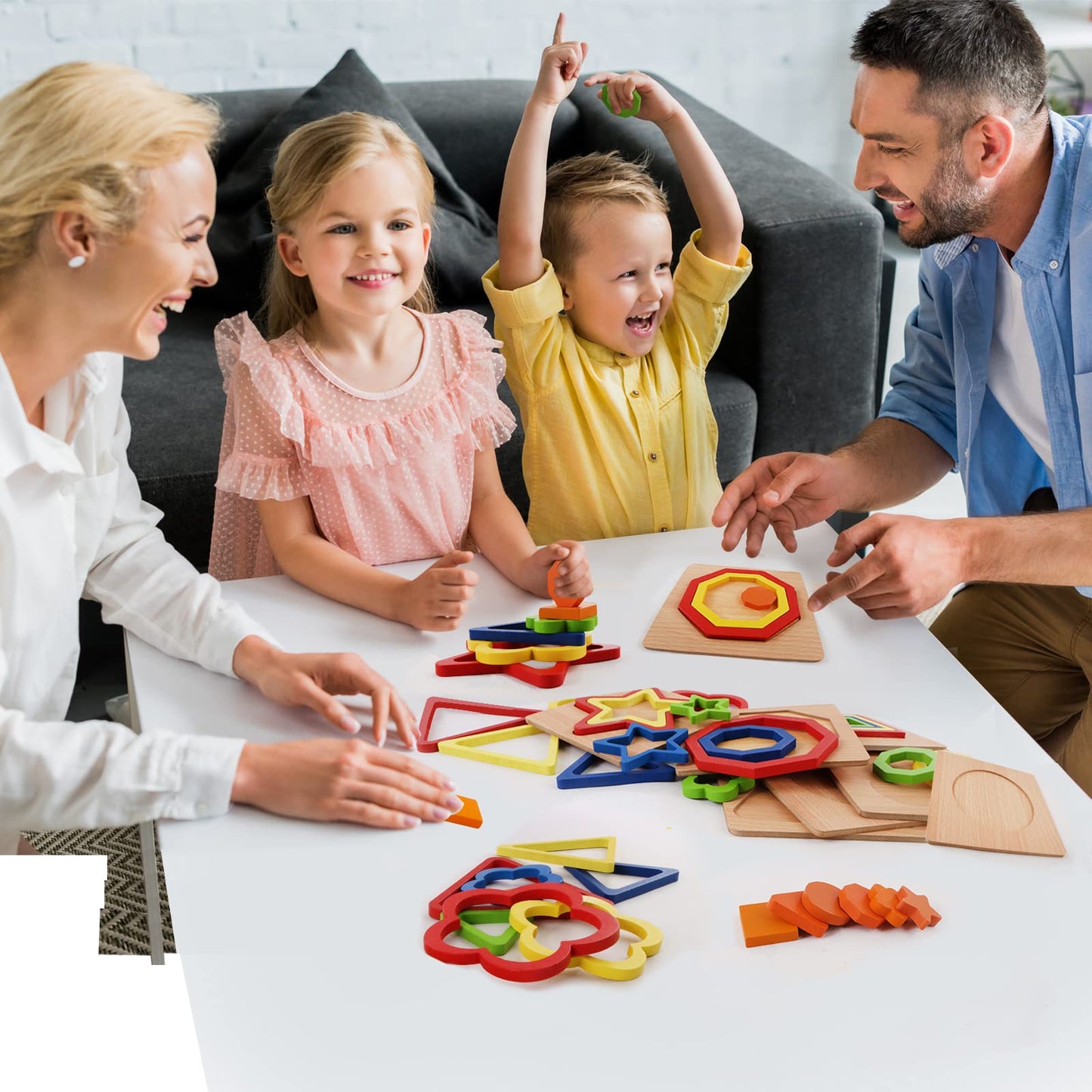 Toddler Puzzles 6 Pcs Wooden Puzzles for Toddlers Montessori Shape Sorting Puzzle Toddlers Activities Early Educational Preschool Learning Sensory Toys Montessori Toys 1-3 Year Old
