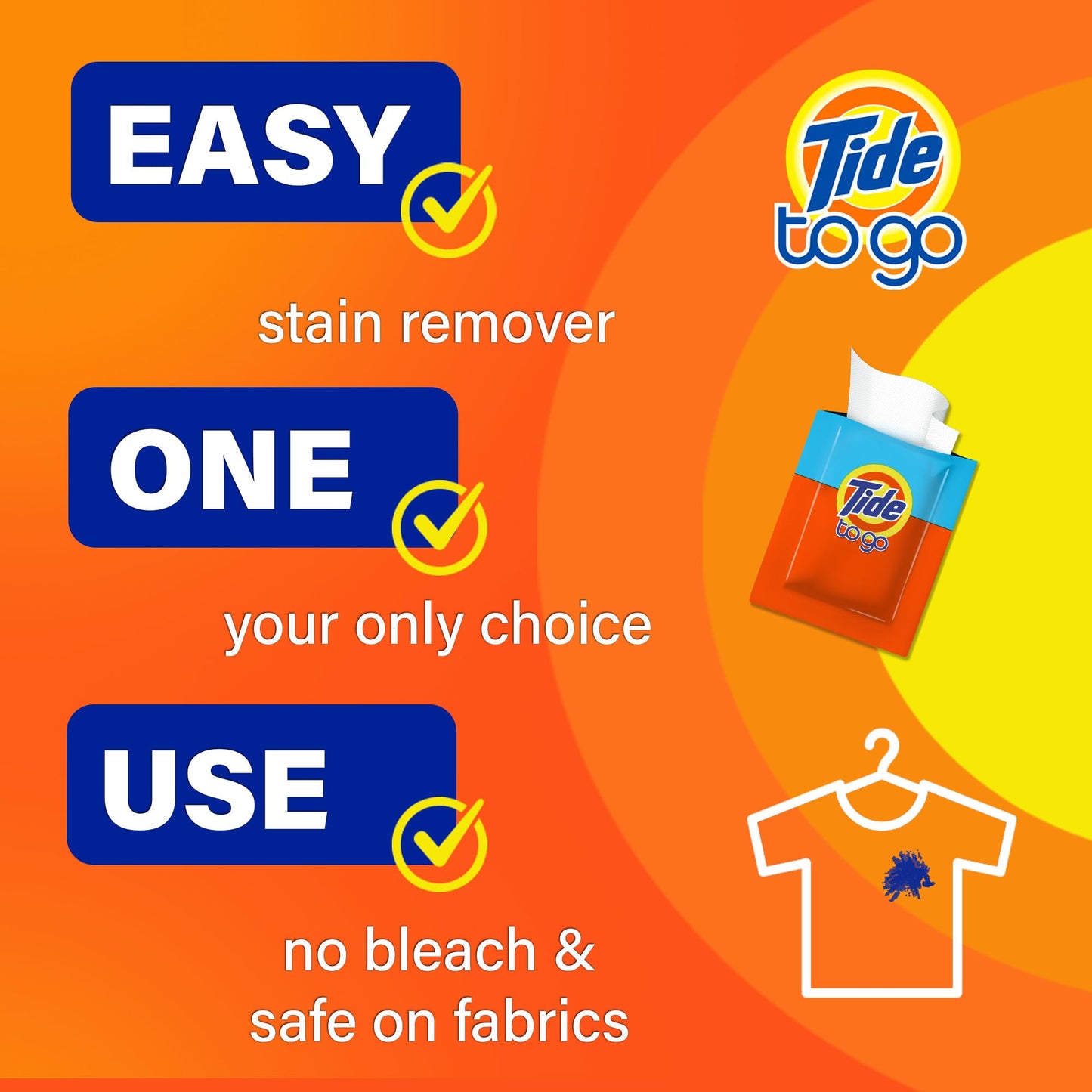 Tide To Go Instant Stain Remover Wipes, 3 Pack