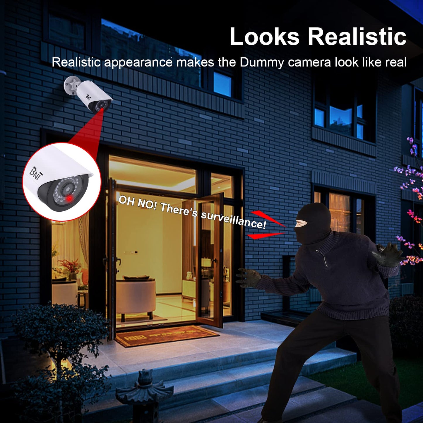 2 Pack Dummy Fake Security Cameras for Home