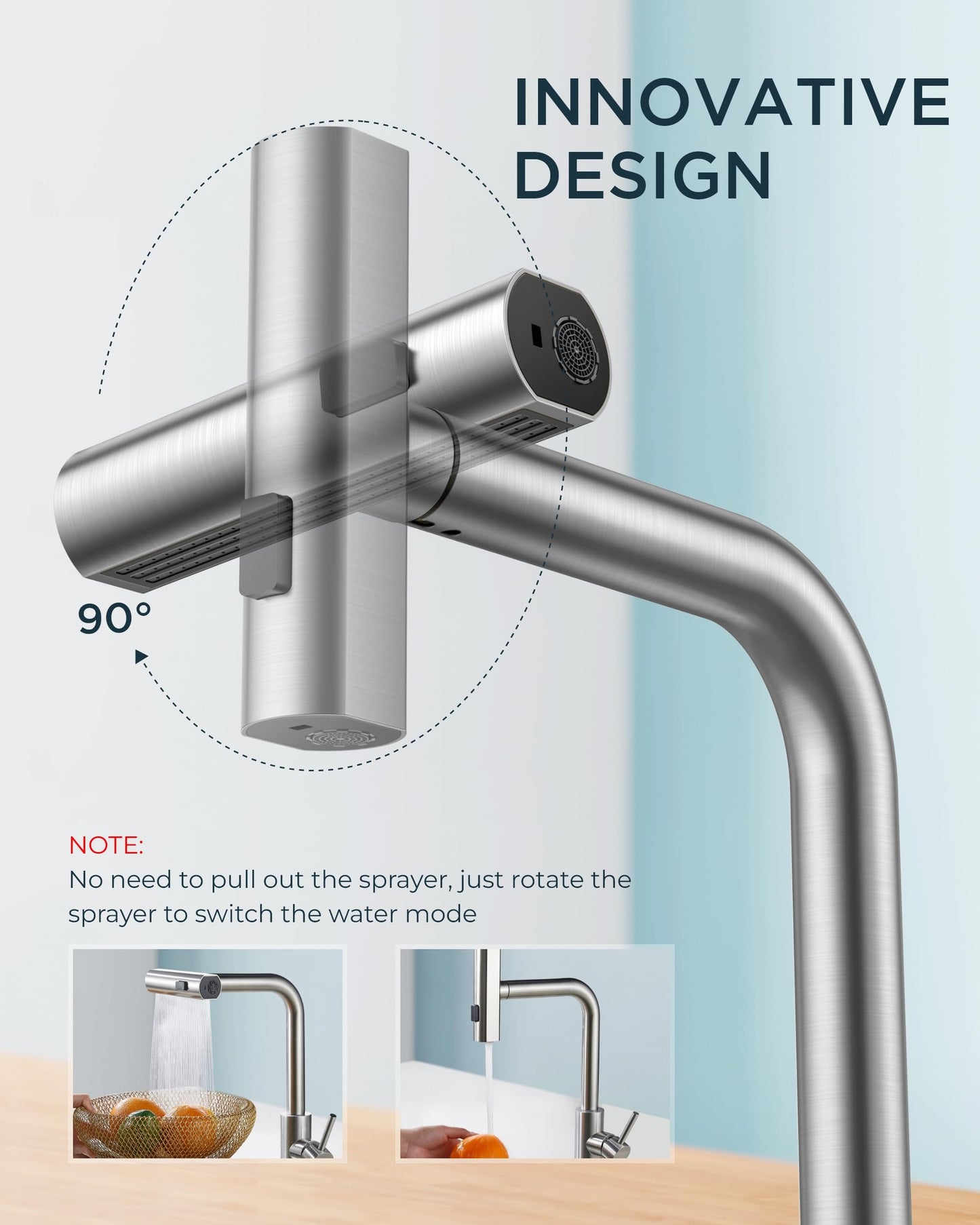 FORIOUS Brushed Nickel Kitchen Faucet with Sprayer