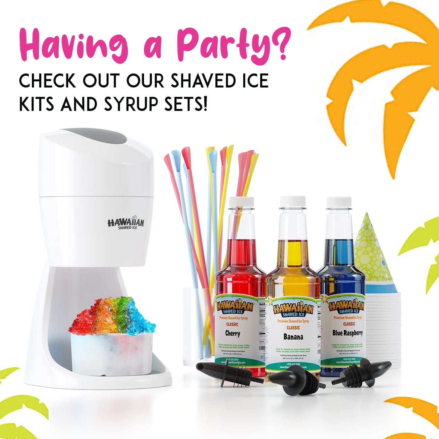 Hawaiian Shaved Ice Snow Cone Machine with Molds