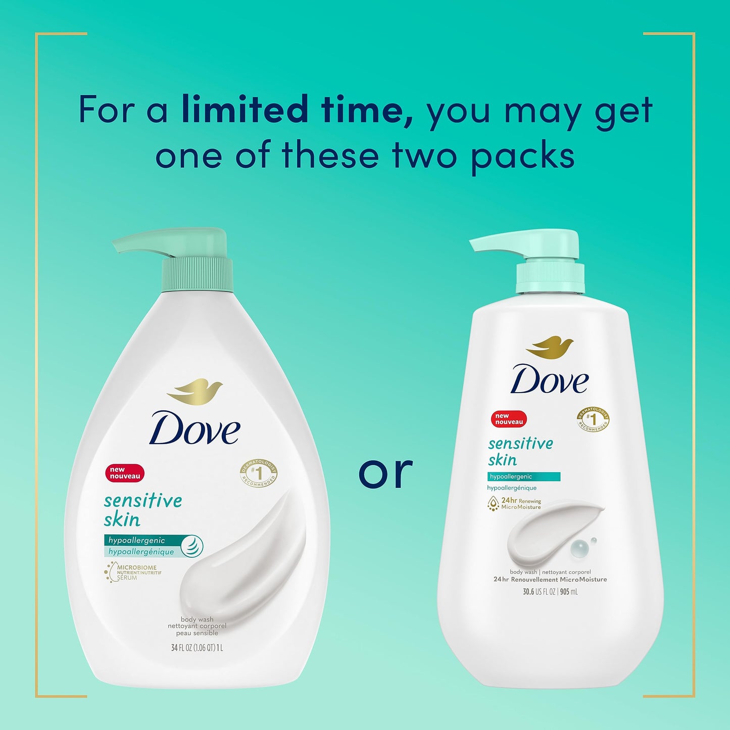 Dove Sensitive Skin Moisturizing Body Wash 30.6 oz
