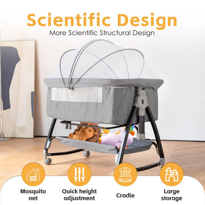 3 in 1 Baby Bassinet with Quick Height Adjustment