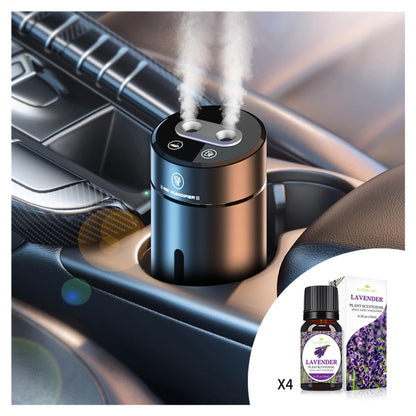 Smart Car Air Freshener,Aromatherapy Scent Diffusers Oils Humidifier,Ultrasonic Atomizer,Adjustable Concentration,Auto On/Off,Built-in Battery,40ml French Natural Fragrance(Gun Color)