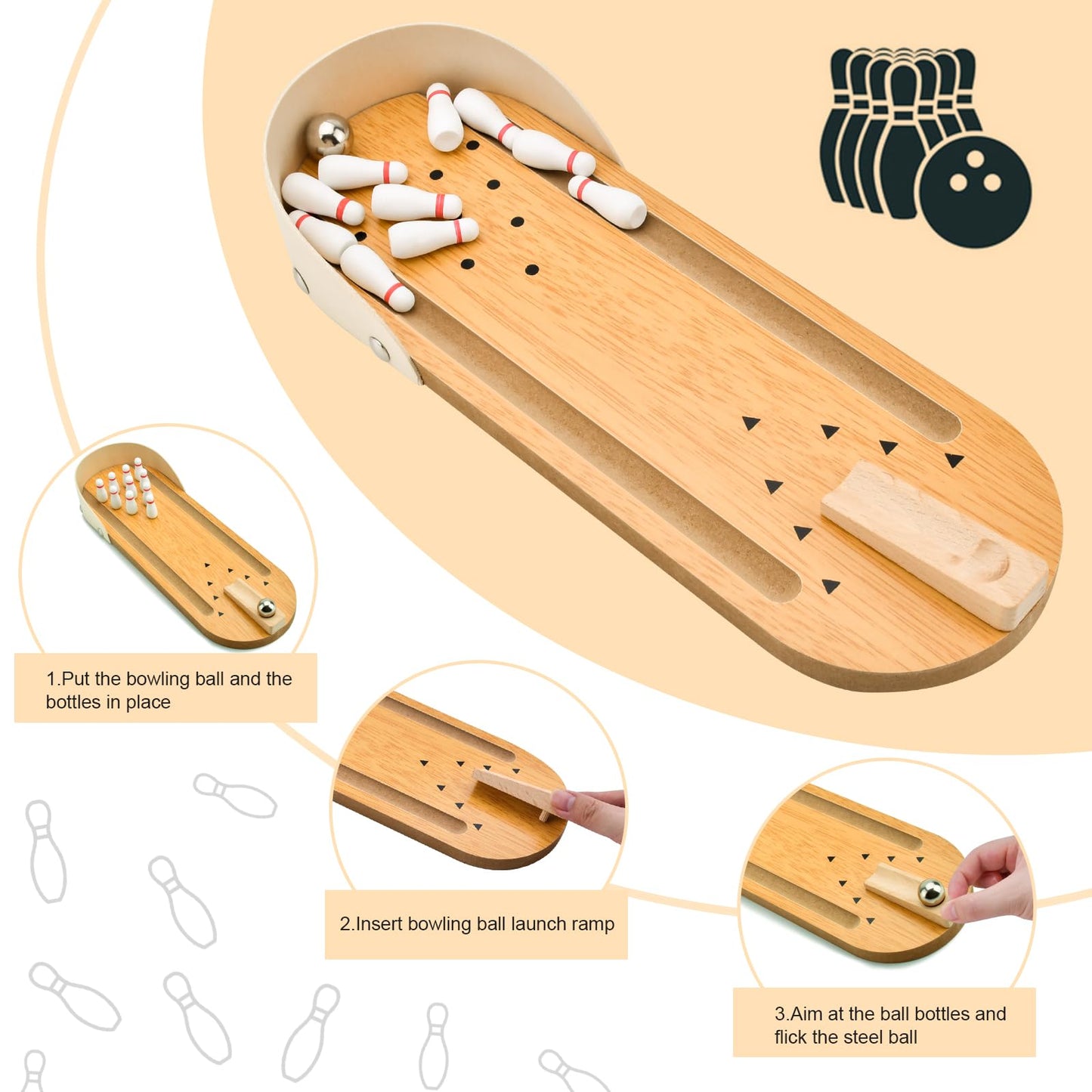 Mini Wooden Bowling Game Set for Fun