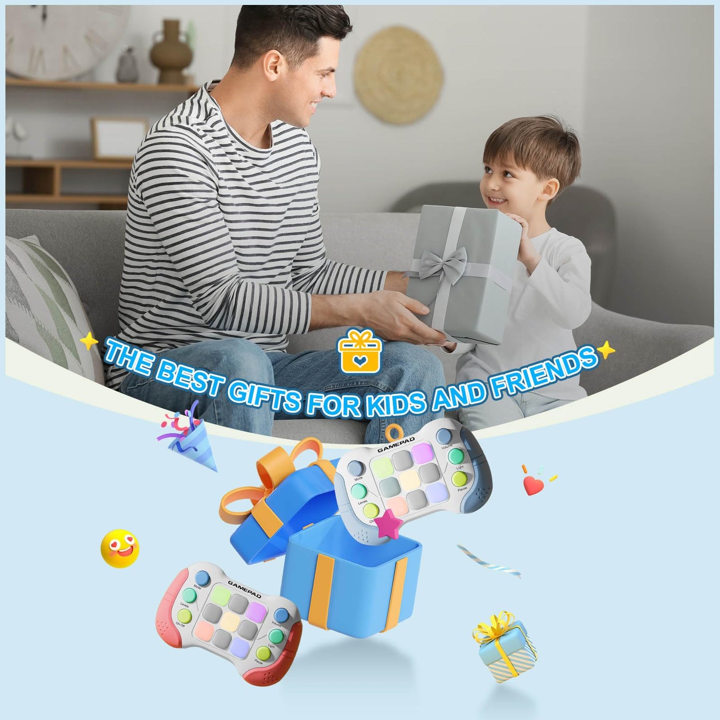 YouJabz Fast Push Game Fidget Toys, Upgraded Flashing Pop Games It Pro for Kids, Quick Push Light Up Fidget Game Controller Gift Handheld Console Gamepad Toy for Boys Girls Teens