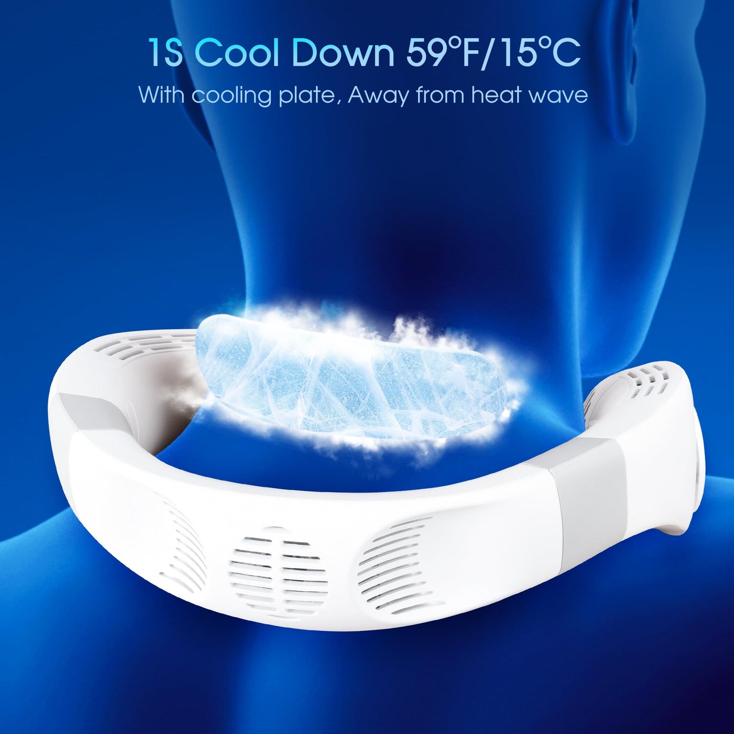 Jawhock Portable Neck Fan｜Semiconductor Cooling Bladeless Fan｜4400mAh Rechargeable Battery｜LED Digital Display｜Hands Free Fan for Kitchen Fitness Travel Camping Working｜Fashinable Gifts