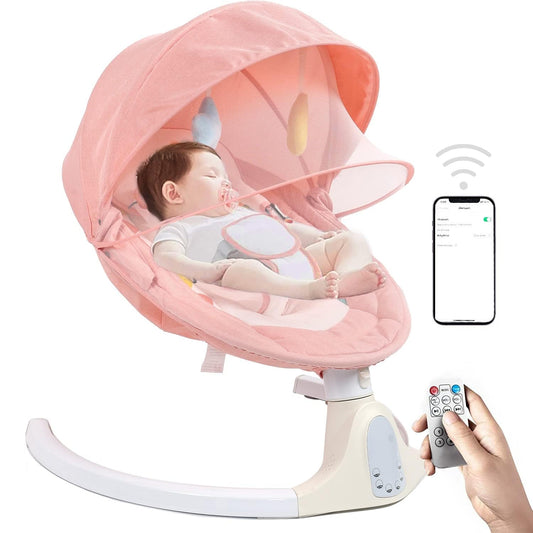 Baby Swing for Infants to Toddler,Electric Portable Baby Swing and Bouncer,Bluetooth Infant Swing for Newborn with Remote Control,10 Music,5 Speed,3 Seat Position,Baby Rocker for Baby 0-9 Month