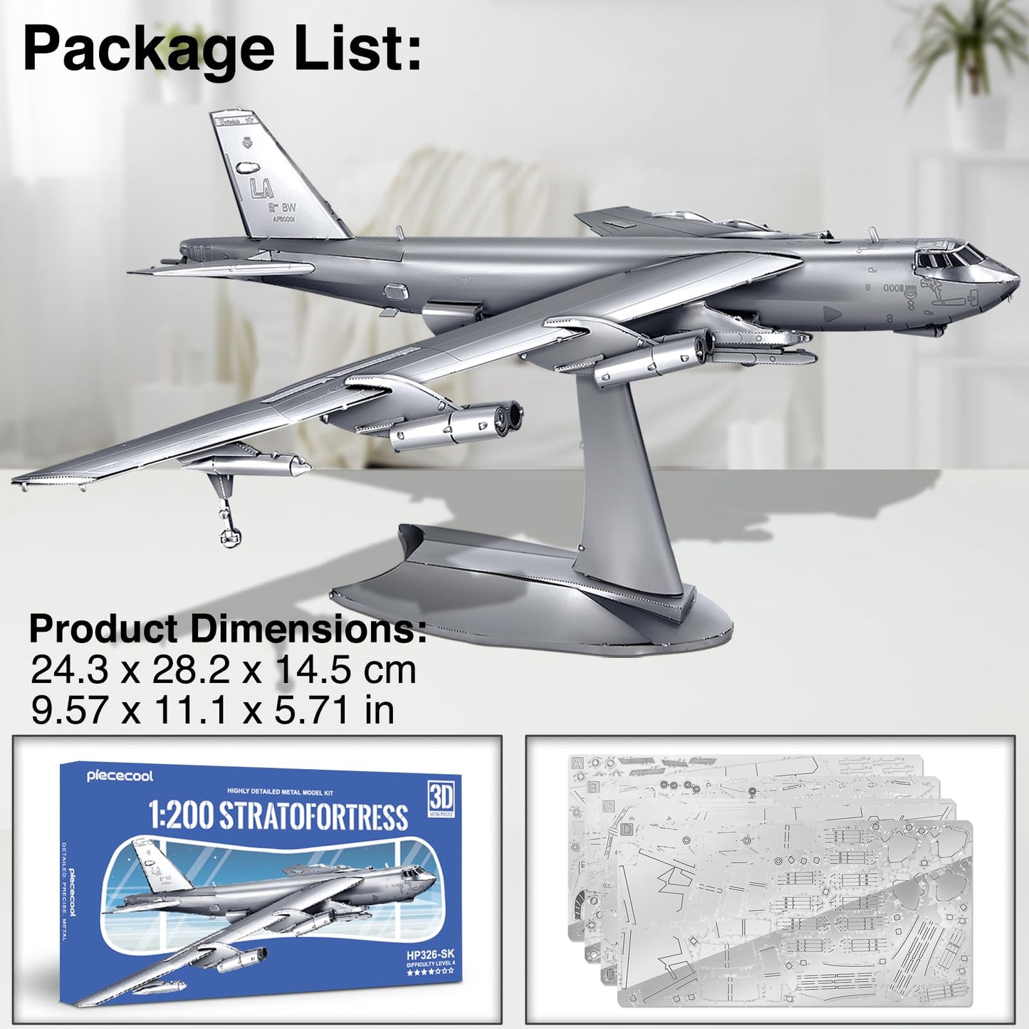 B-52 Bomber Metal Model Kit by Piececool
