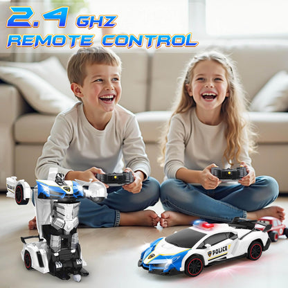 Remote Control Transformer Police Car for Kids