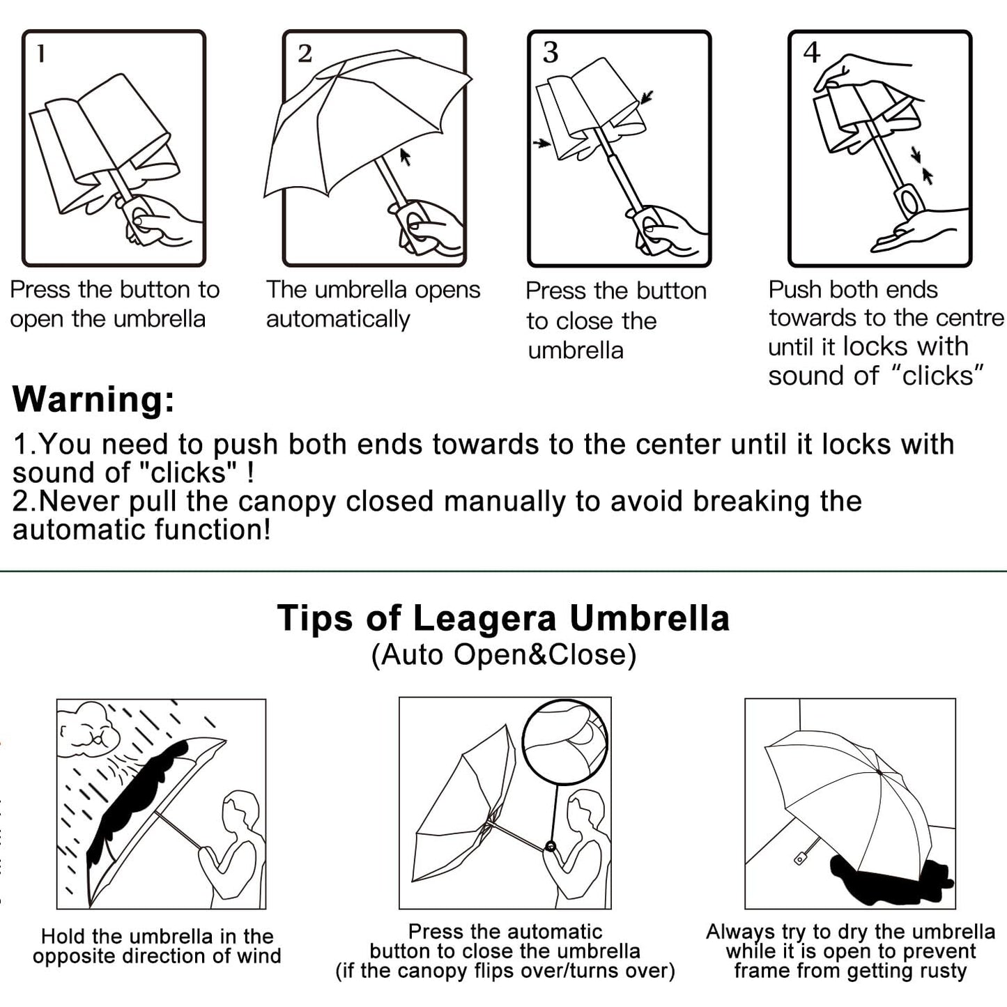 LEAGERA Compact Travel Umbrella for Women