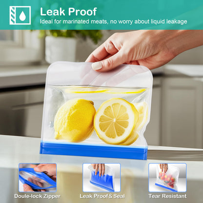 Reusable Silicone Food Storage Bags - 15 Packs