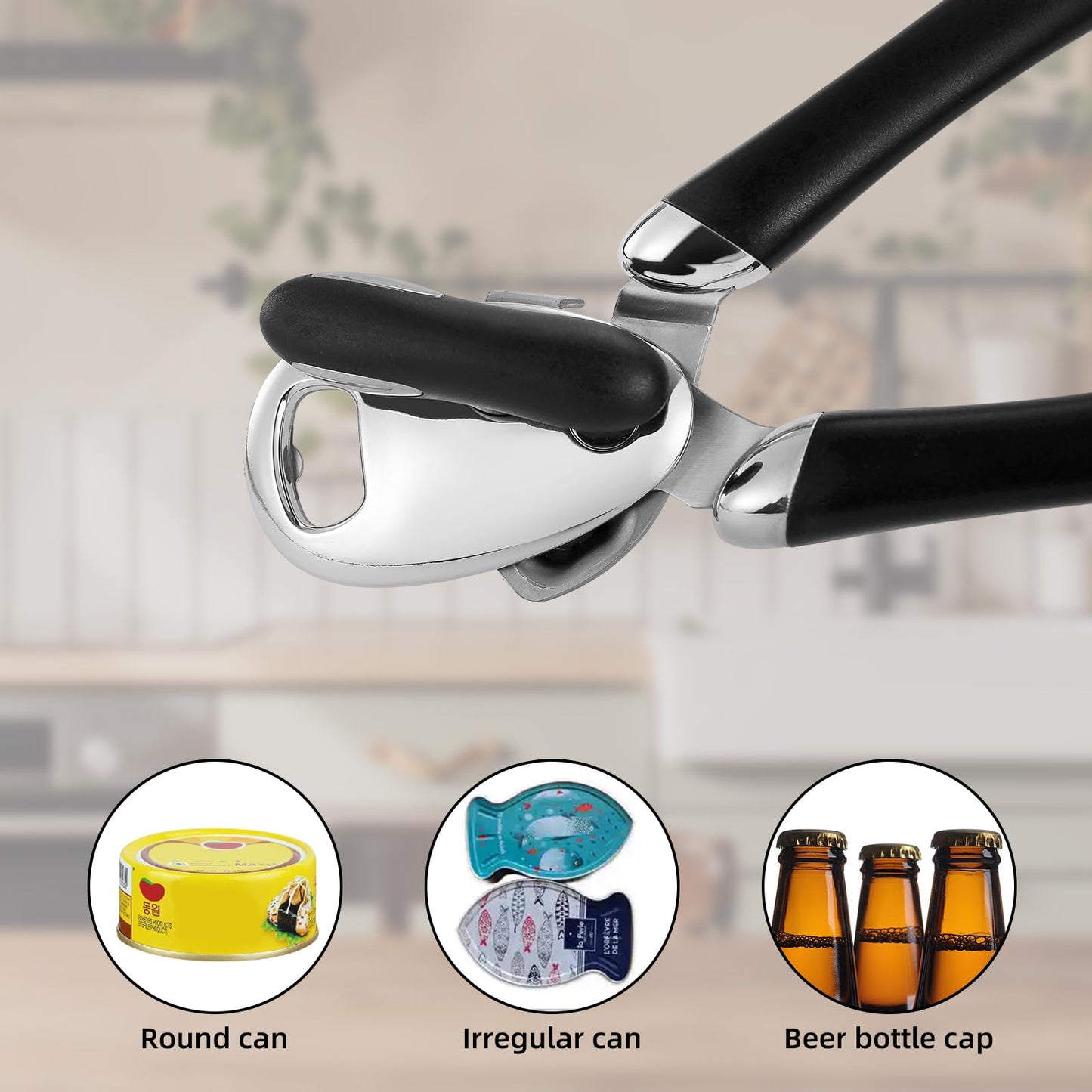 Manual Can and Bottle Opener with Easy Grip