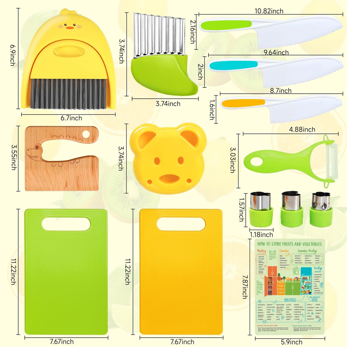 Kids Knife Set with Cutting Board & Tools