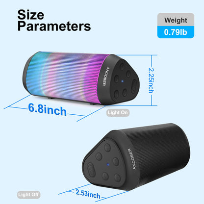 Portable Bluetooth Speaker with Lights & Waterproof