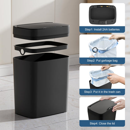 2 Pack Touchless Bathroom Trash Can with Lid