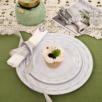 100 Pack Disposable Plastic Party Plates Set