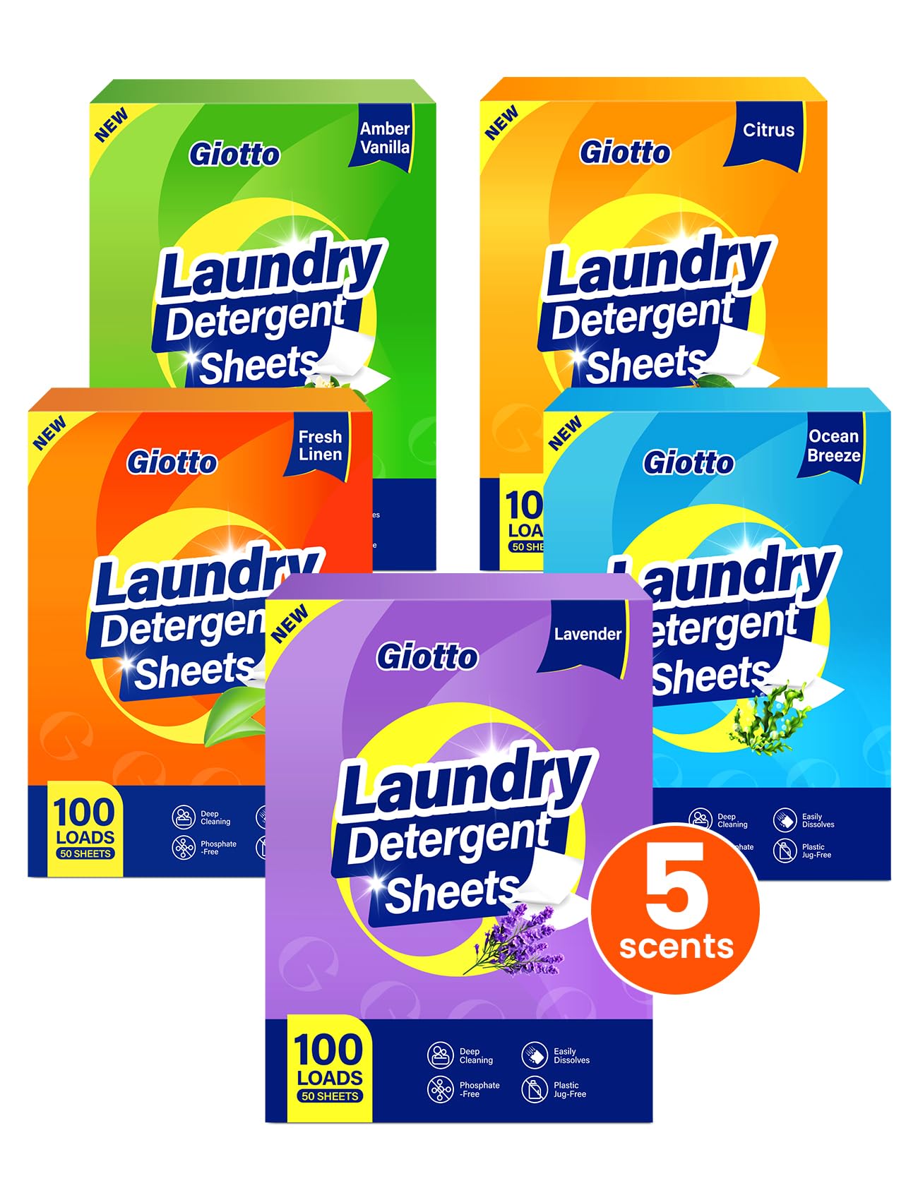 Giotto Eco-Friendly Laundry Detergent Sheets, Lavender