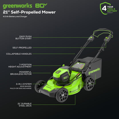 Greenworks 80V Self-Propelled Cordless Mower & Blower