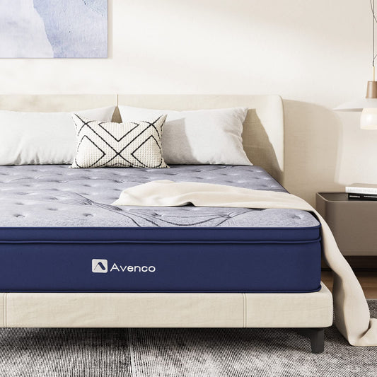 Avenco Mattress Full Size, 12 Inch Full Mattress Hybrid, Medium Firm Full Mattress in a Box for Pressure Relief and Sound Sleep, Wrapped Coils and CertiPUR-US Foam, Soft Breathable Fabric