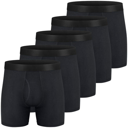 longfor Men's Cotton Boxer Briefs 5-Pack