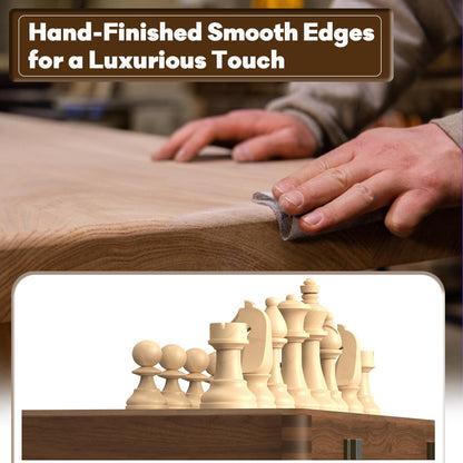 15" Magnetic Wooden Chess and Checkers Set