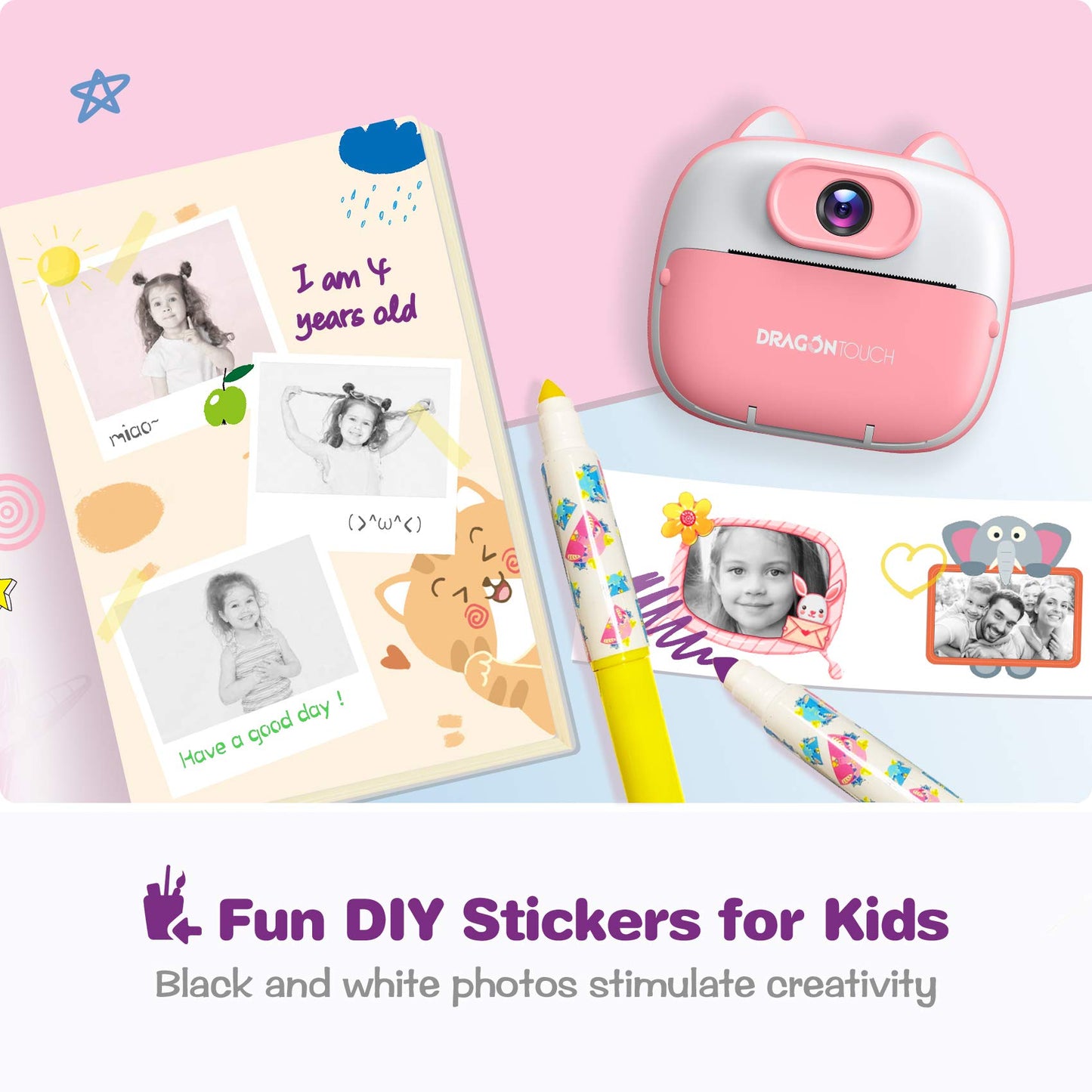 Dragon Touch Kids Instant Print Camera - Pink