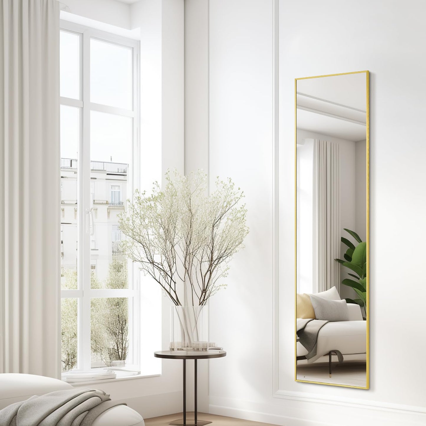 Gold Full Length Mirror 55"x15" for Wall