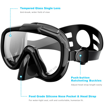 Snorkeling Gear Set with Anti-Leak Dry Top