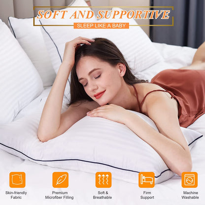 SEMZSOM Hotel Collection Bed Pillows Queen Size Set of 2, Soft & Supportive Down Alternative Pillow for Side or Back Sleeper
