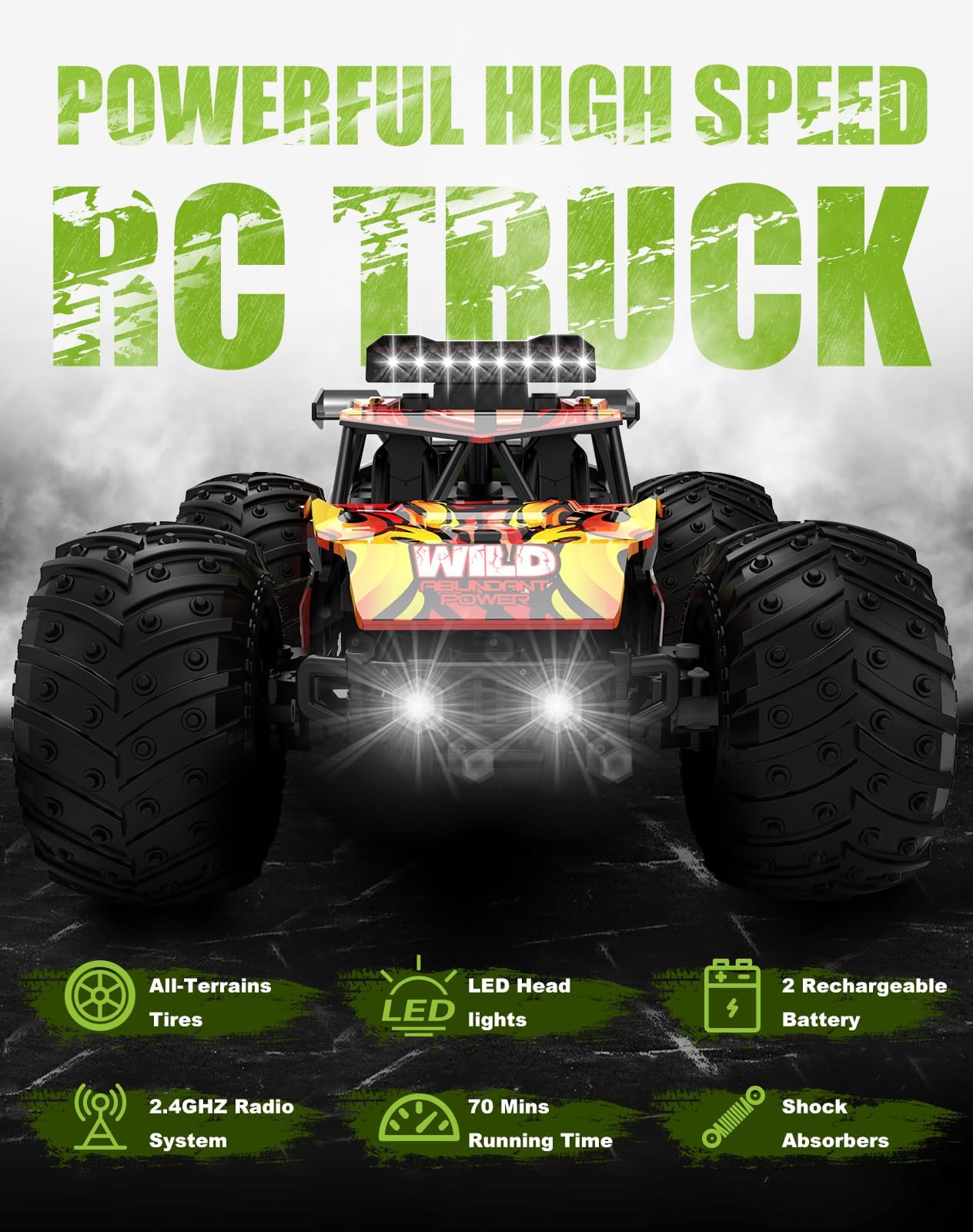 BEARBISU 1:20 RC Dinosaur Car, Off-Road Toy