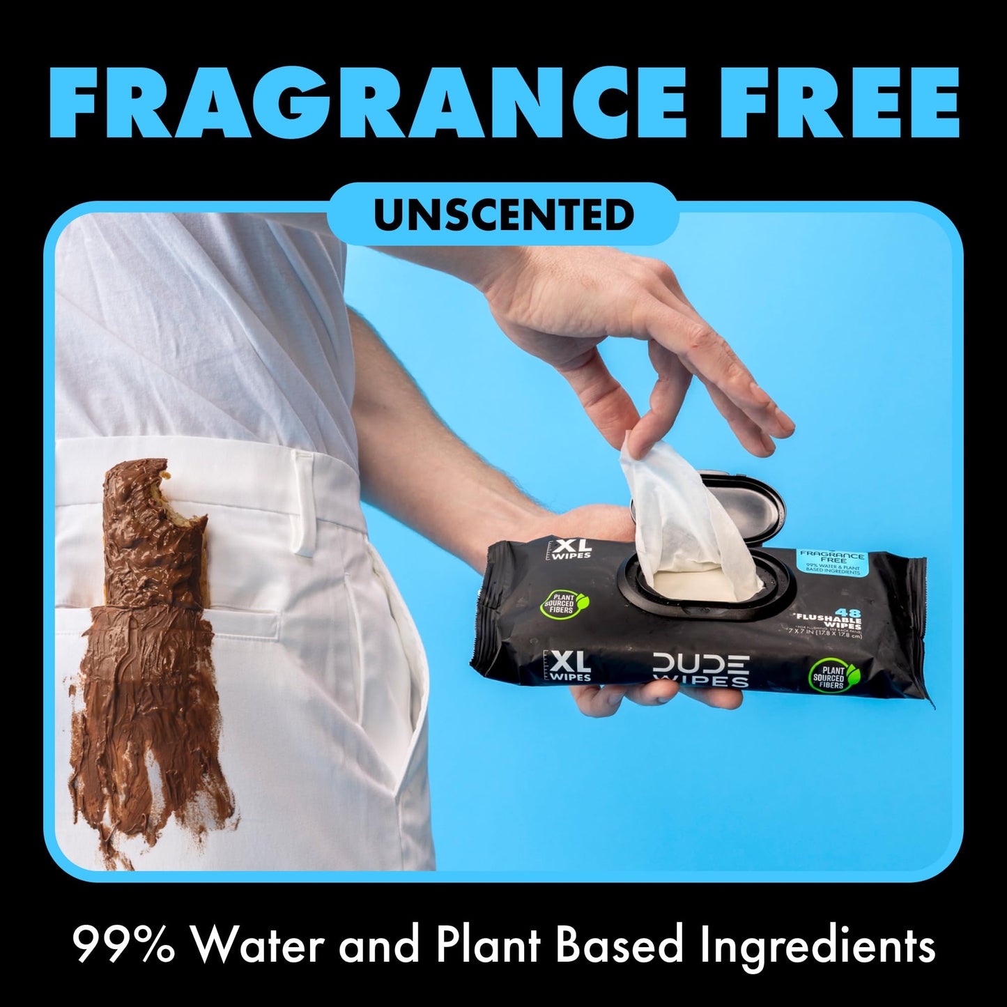 48 Flushable Wipes - Dude Unscented Aloe & Vitamin E