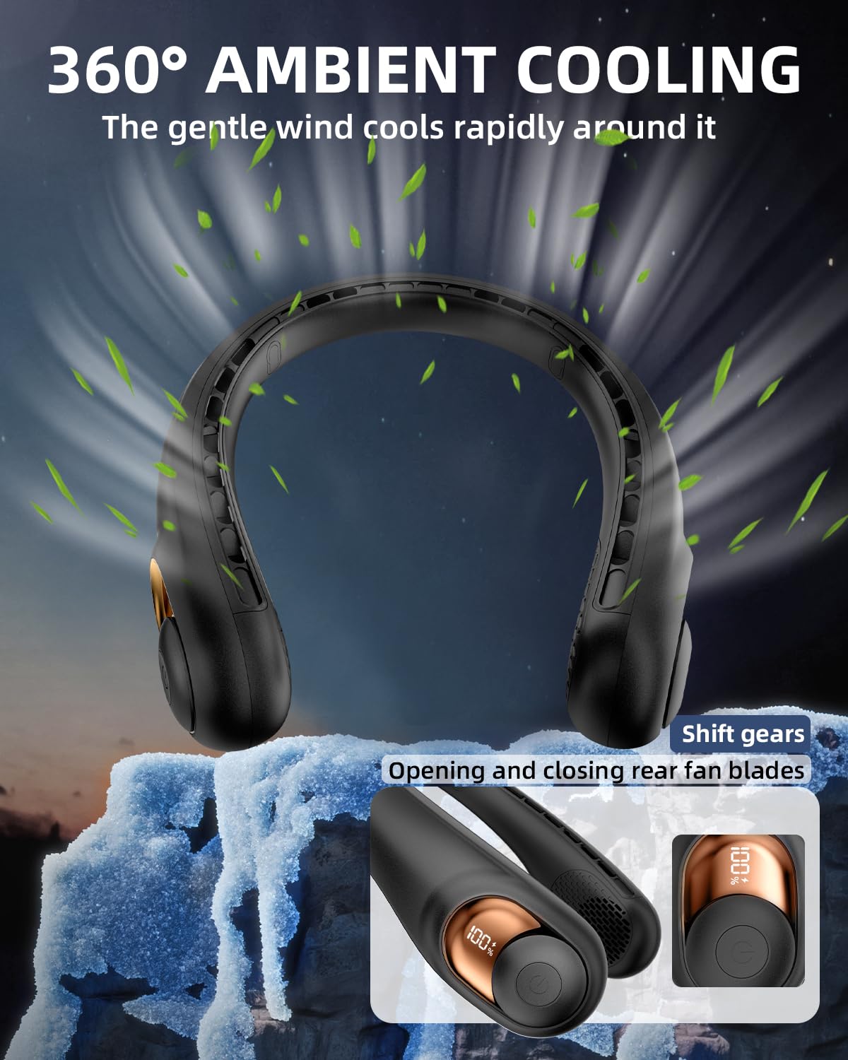 Neck Fan TUNISE USB-C Rechargeable with LED Display