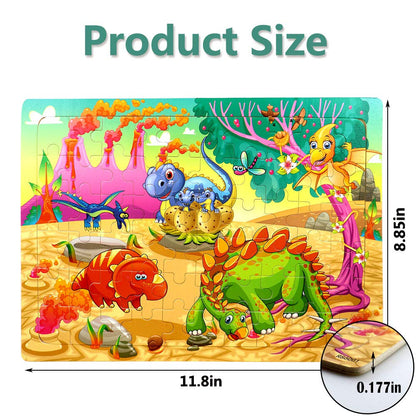 Puzzles for Kids Ages 4-8, 4 Pack Wooden Jigsaw Puzzles 60 Pieces Animal Dinosaur Puzzle Preschool Educational Learning Toys Set for Boys and Girls