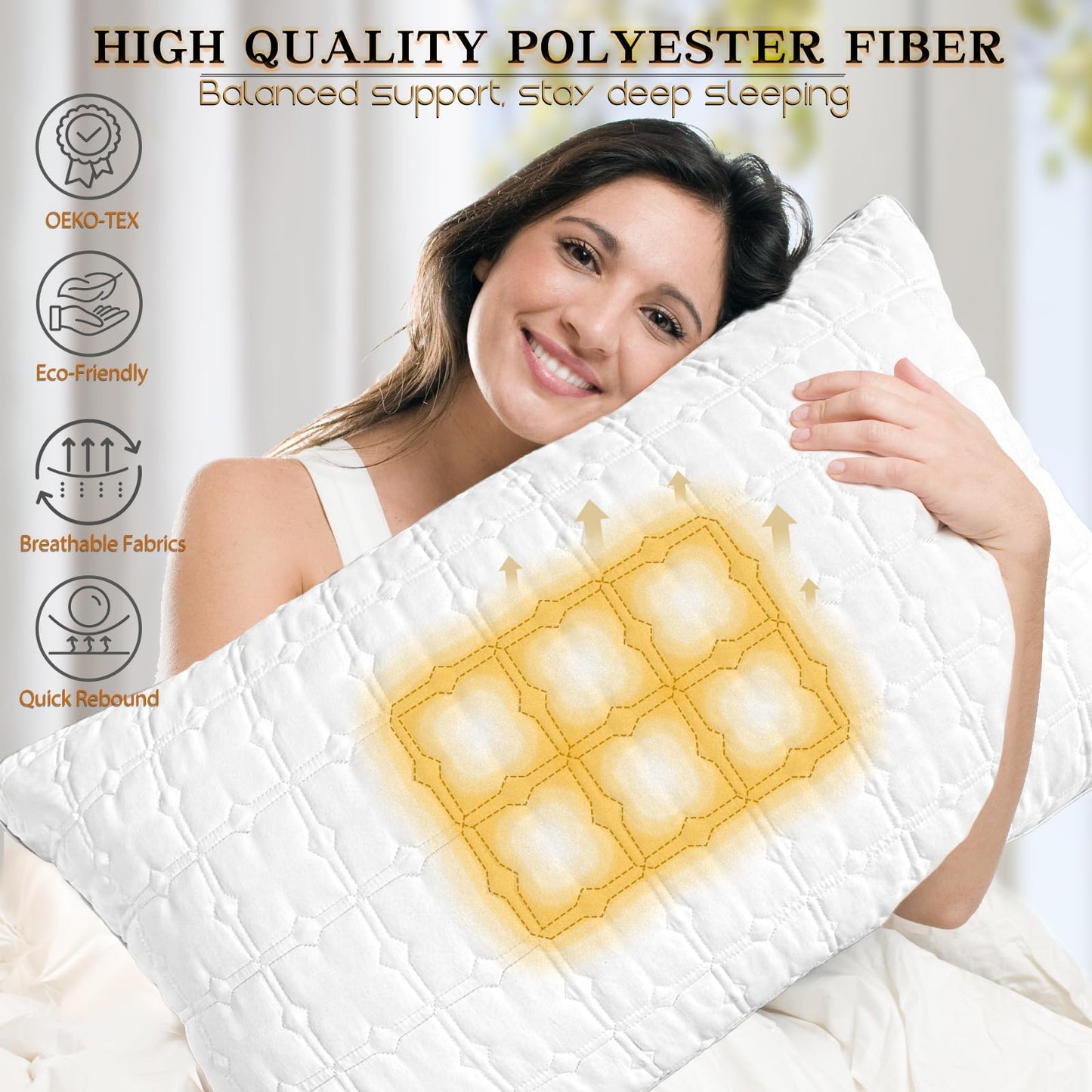 Queen Size Down Alternative Pillows Set of 2
