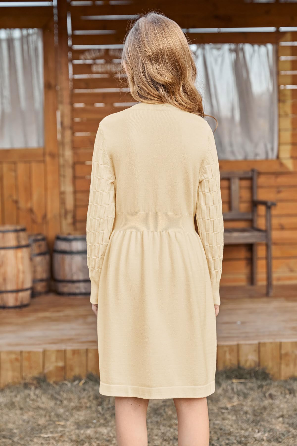 Girls Long Sleeve A-line Knit Sweater Dress