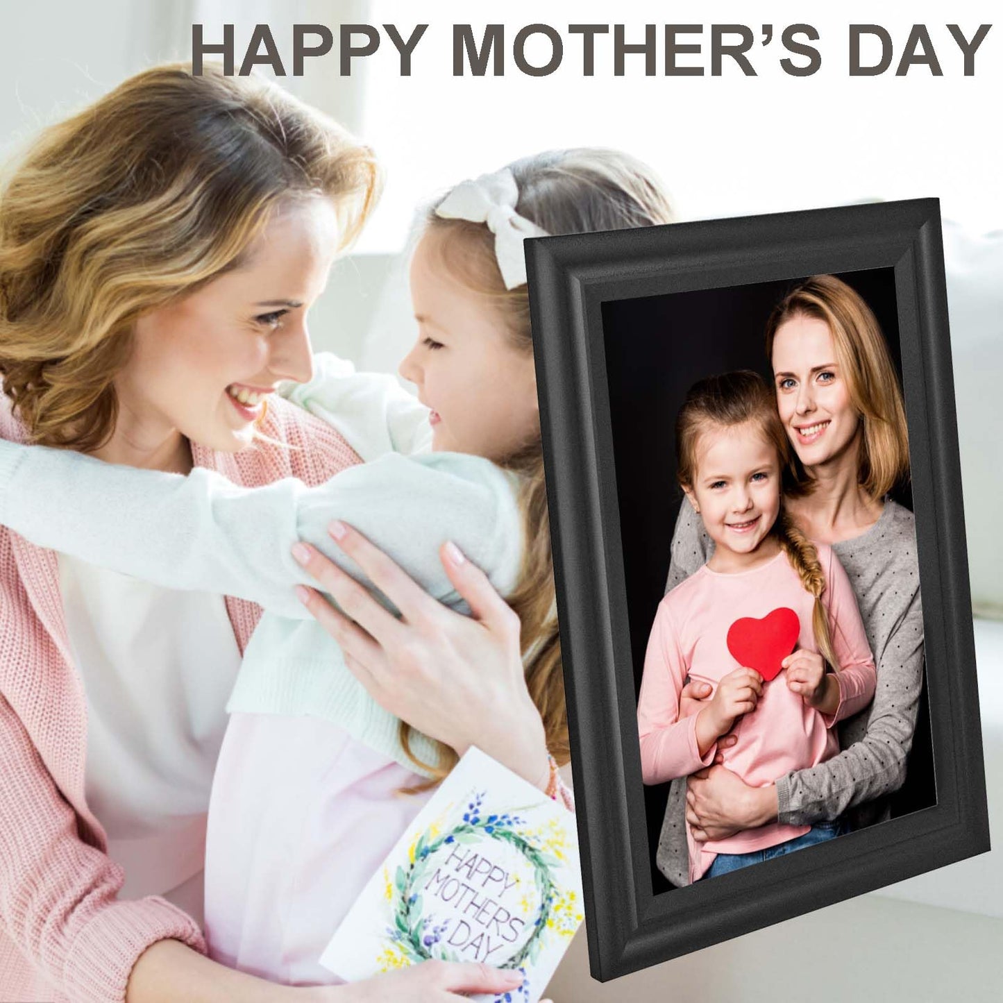 AZXL Digital Picture Frame WiFi 10.1 inch HD 1280x800 Digital Photo Frame Touch Screen IPS Display 16GB Storage Automatic Rotation with iOS and Android Free App for Mom for Grandparents Gift Black