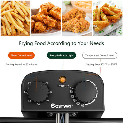 5.3Qt COSTWAY Electric Deep Fryer with Timer