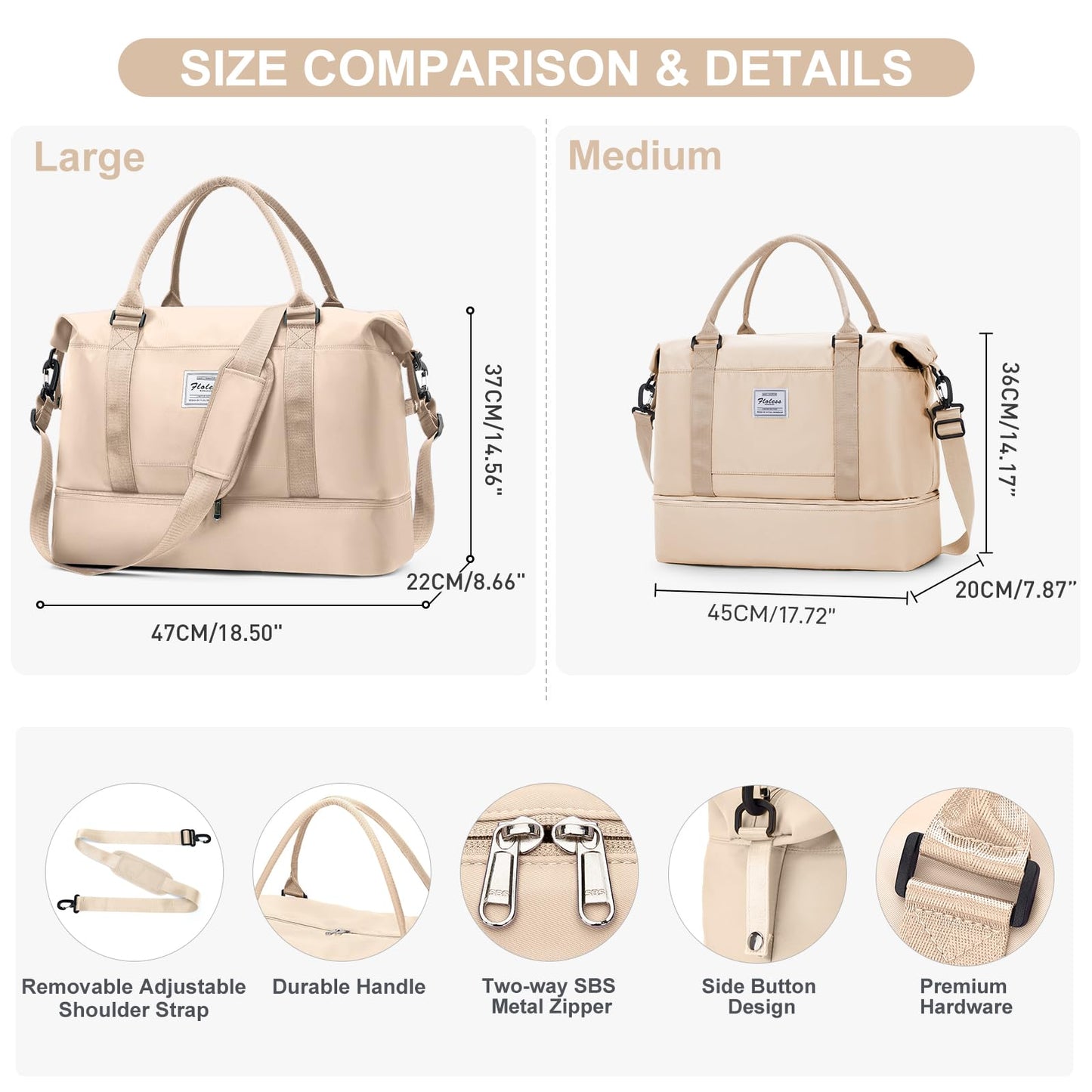 Travel Duffel Bag with Shoe Compartment