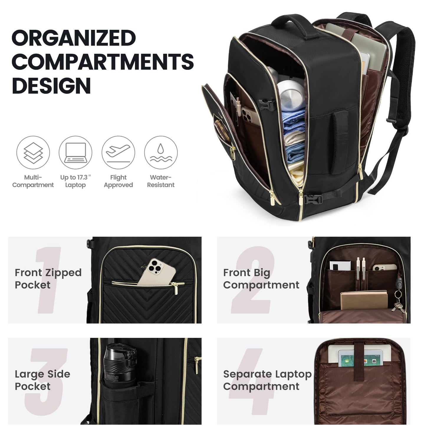 LOVEVOOK 50L Waterproof Travel Backpack with USB Port