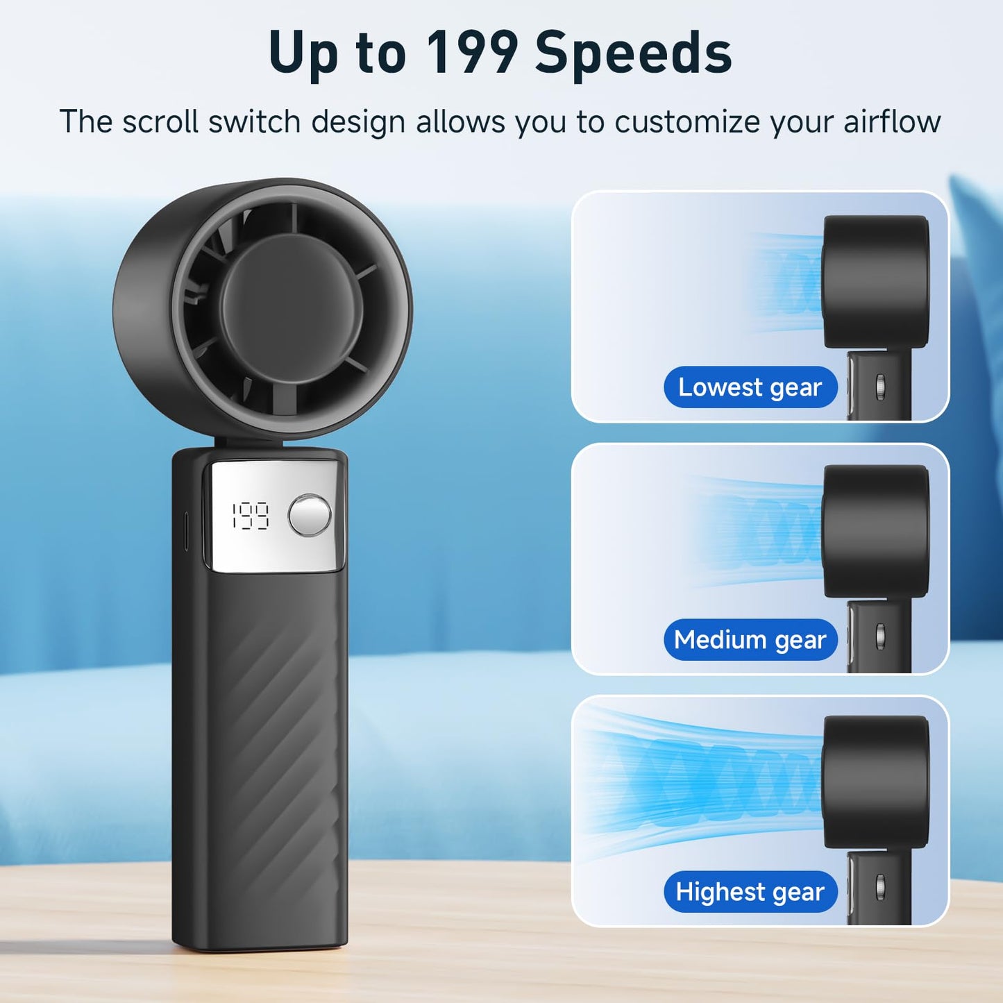 Portable Rechargeable Handheld Fan by YOSHENMO