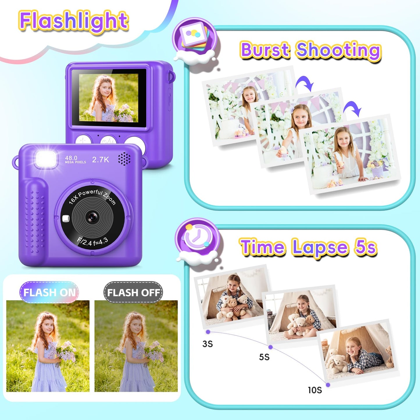 GREENKINDER Kids Instant Print Camera for Ages 3-12