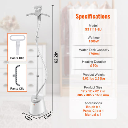 VEVOR Standing Garment Steamer with Hanger