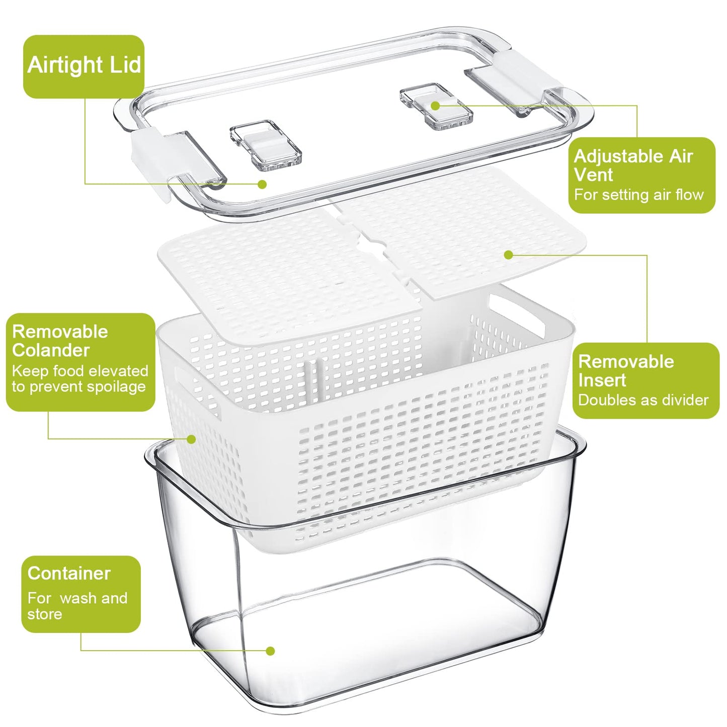 Fruit Storage Containers with Lids and Dividers
